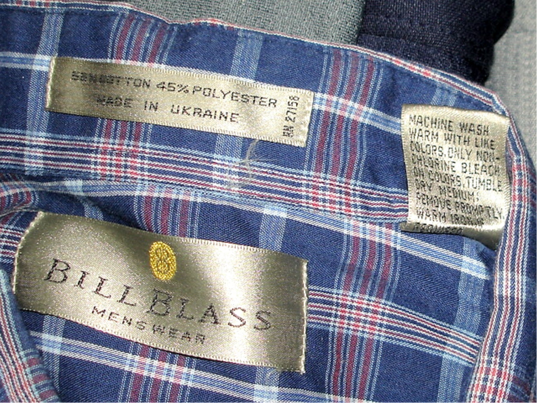 Vintage Bill Blass Men’s XXL Short Sleeve Button Down Shirt - Blue or Green Plaid