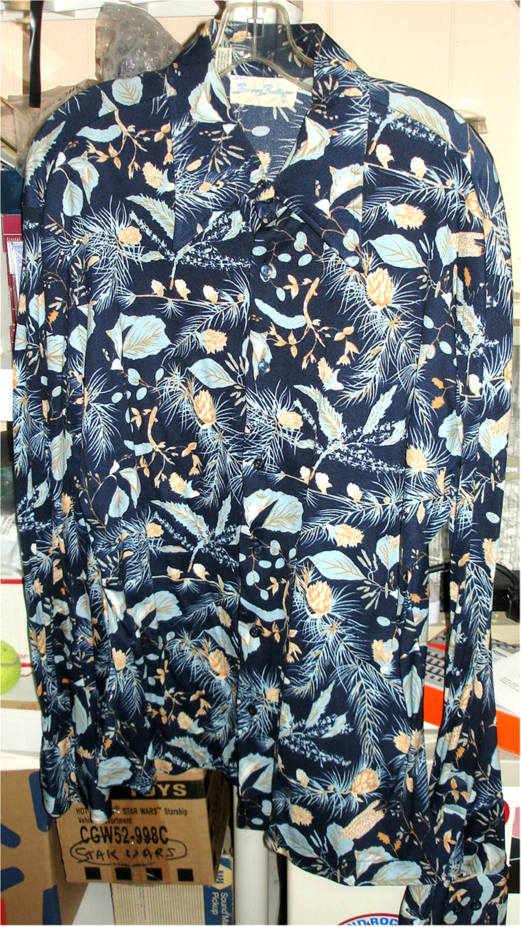 RETRO - Vtg Burma Boutique Men’s XL Long Sleeve Button Down Shirt - Blue Floral