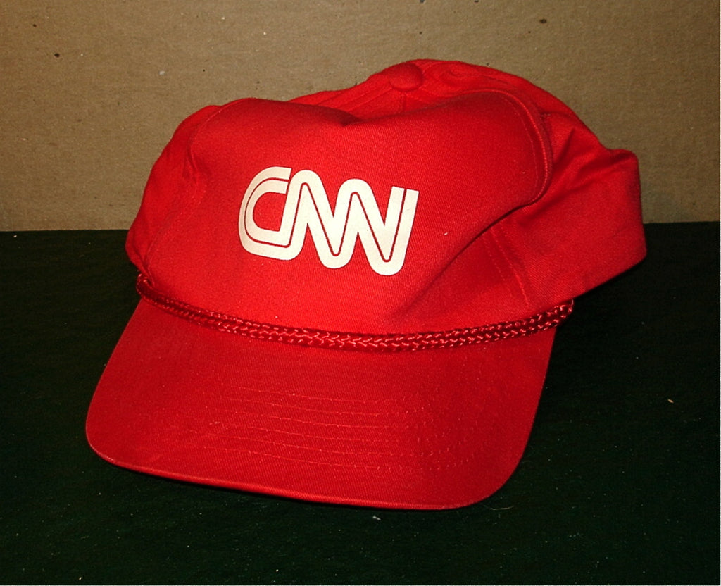 VTG CNN Red Adjustable Snapback Baseball Cap Flat Brim Hat - NEW