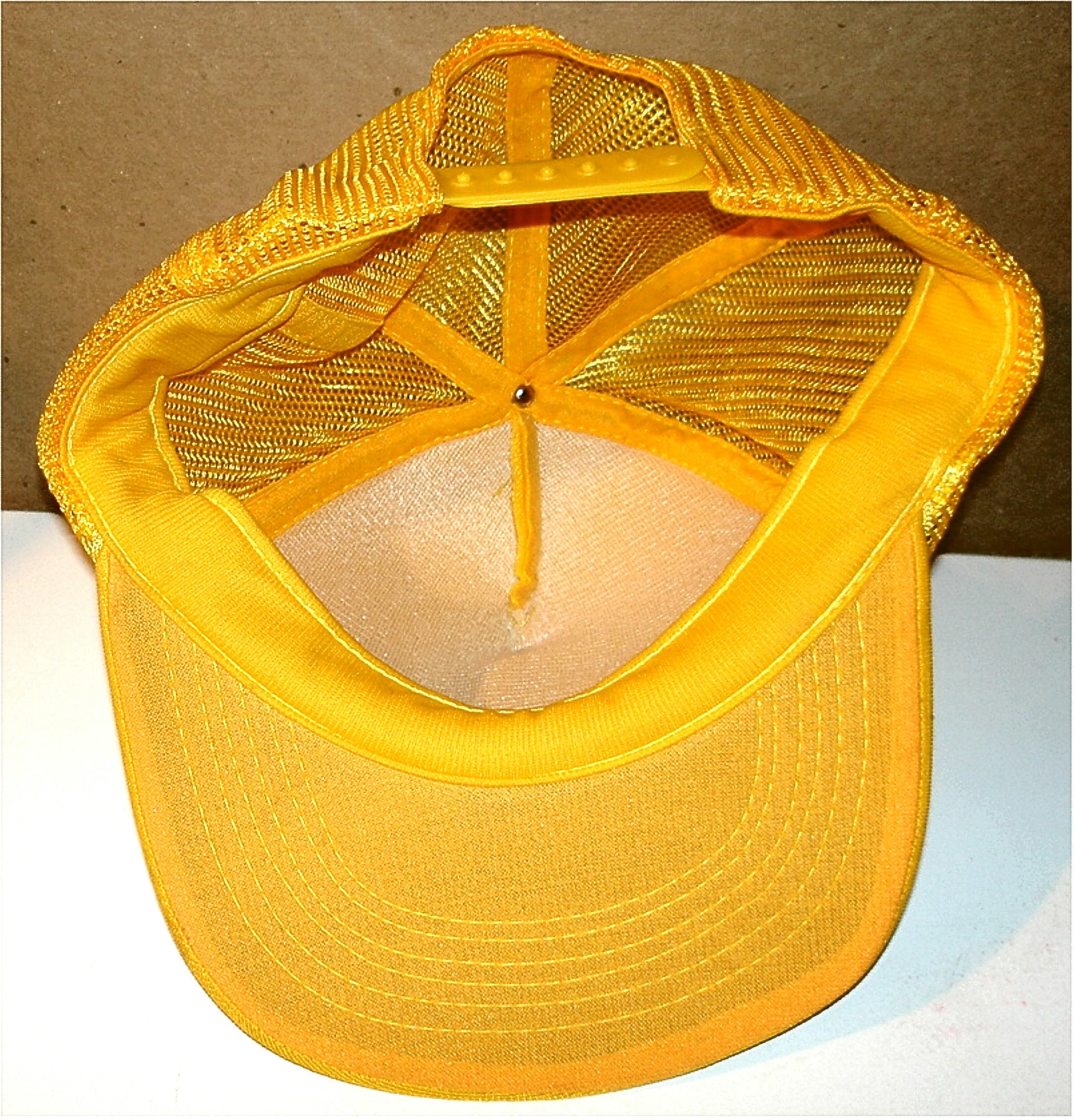 VTG CRAZY EDDIE Yellow Snapback Baseball Cap Flat Brim Hat NEW