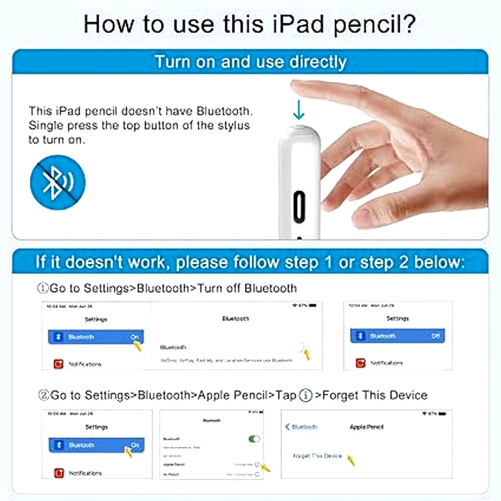 Stylus Pen for Apple iPad /iPad Air/Pro/Mini - iPad Pencil w/Palm Rejection NIB