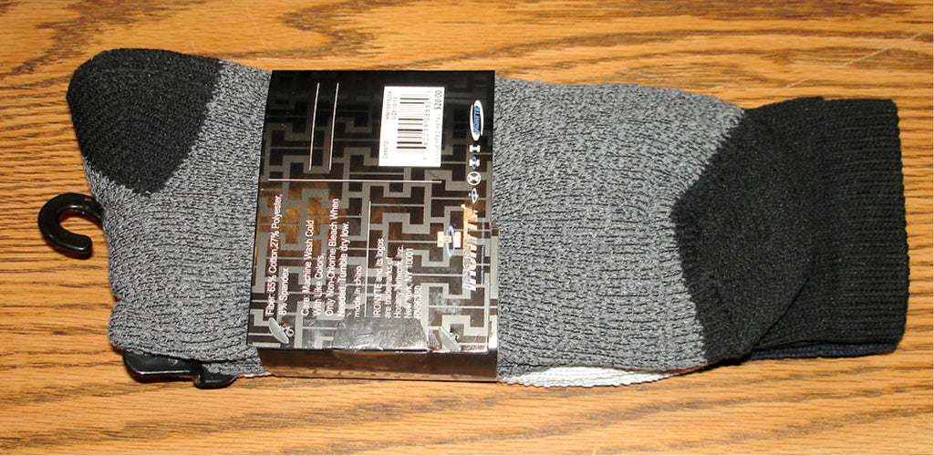 Hello Outdoors - Mens Winter Crew Socks Size 6-12 - 2-Pack Black/Gray/Charcoal