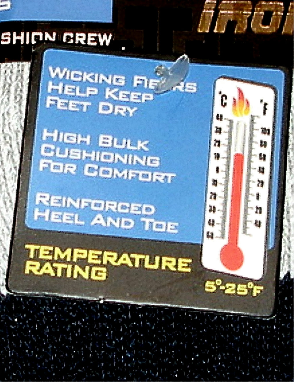 Hello Outdoors - Mens Winter Crew Socks Size 6-12 - 2-Pack Black/Gray/Charcoal