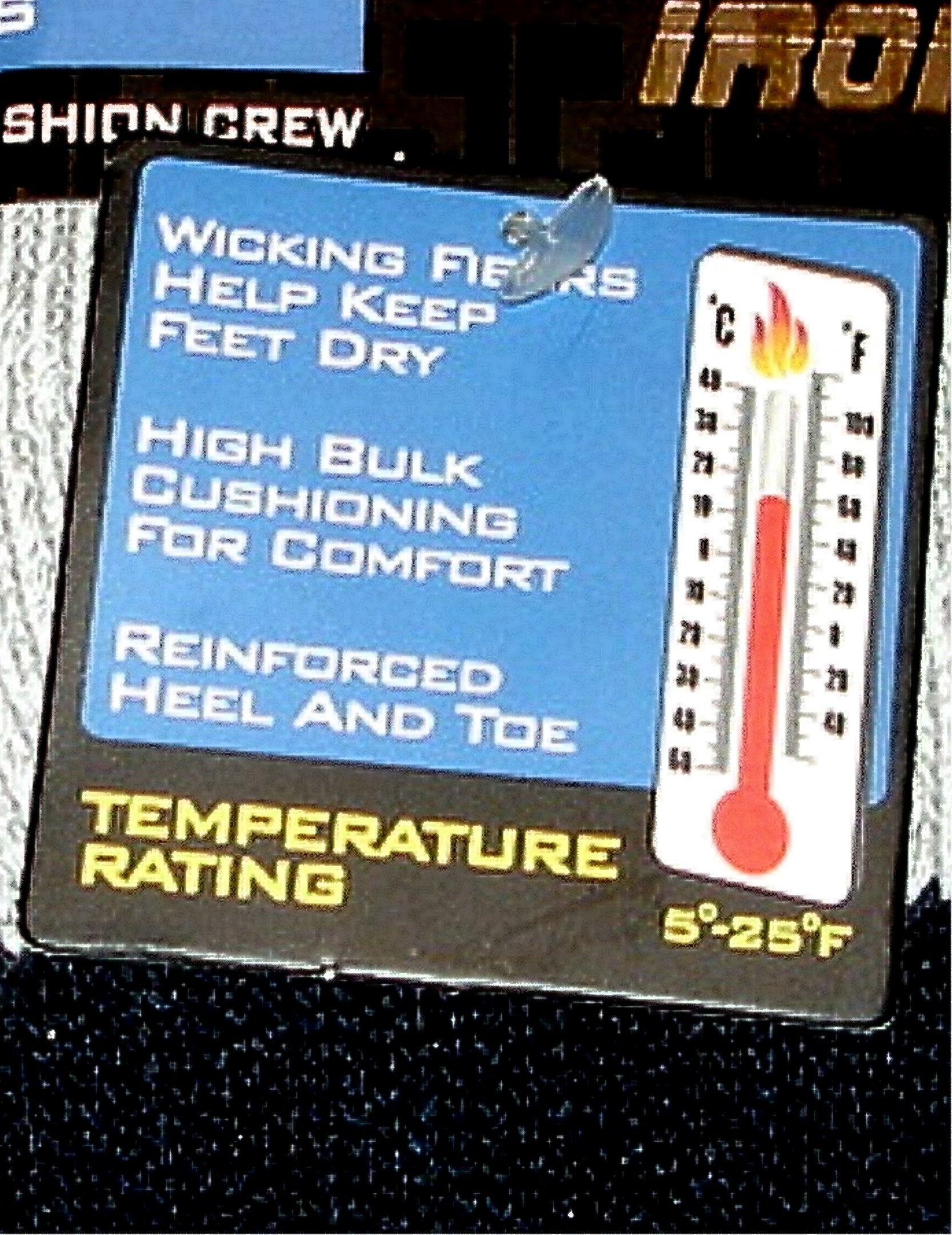 Hello Outdoors - Mens Winter Crew Socks Size 6-12 - 2-Pack Black/Gray/Charcoal