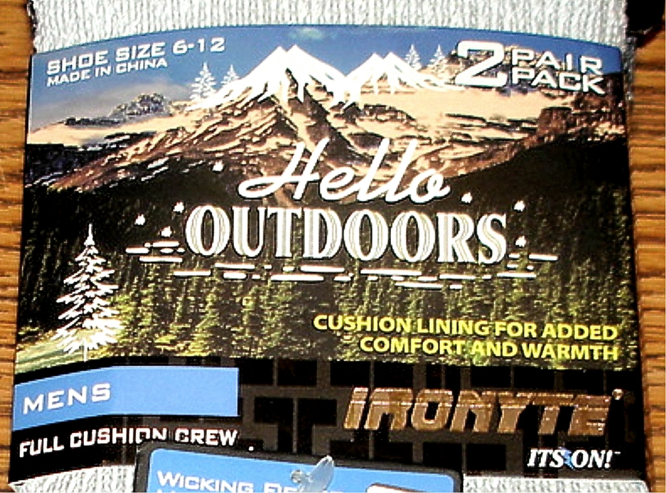 Hello Outdoors - Mens Winter Crew Socks Size 6-12 - 2-Pack Black/Gray/Charcoal