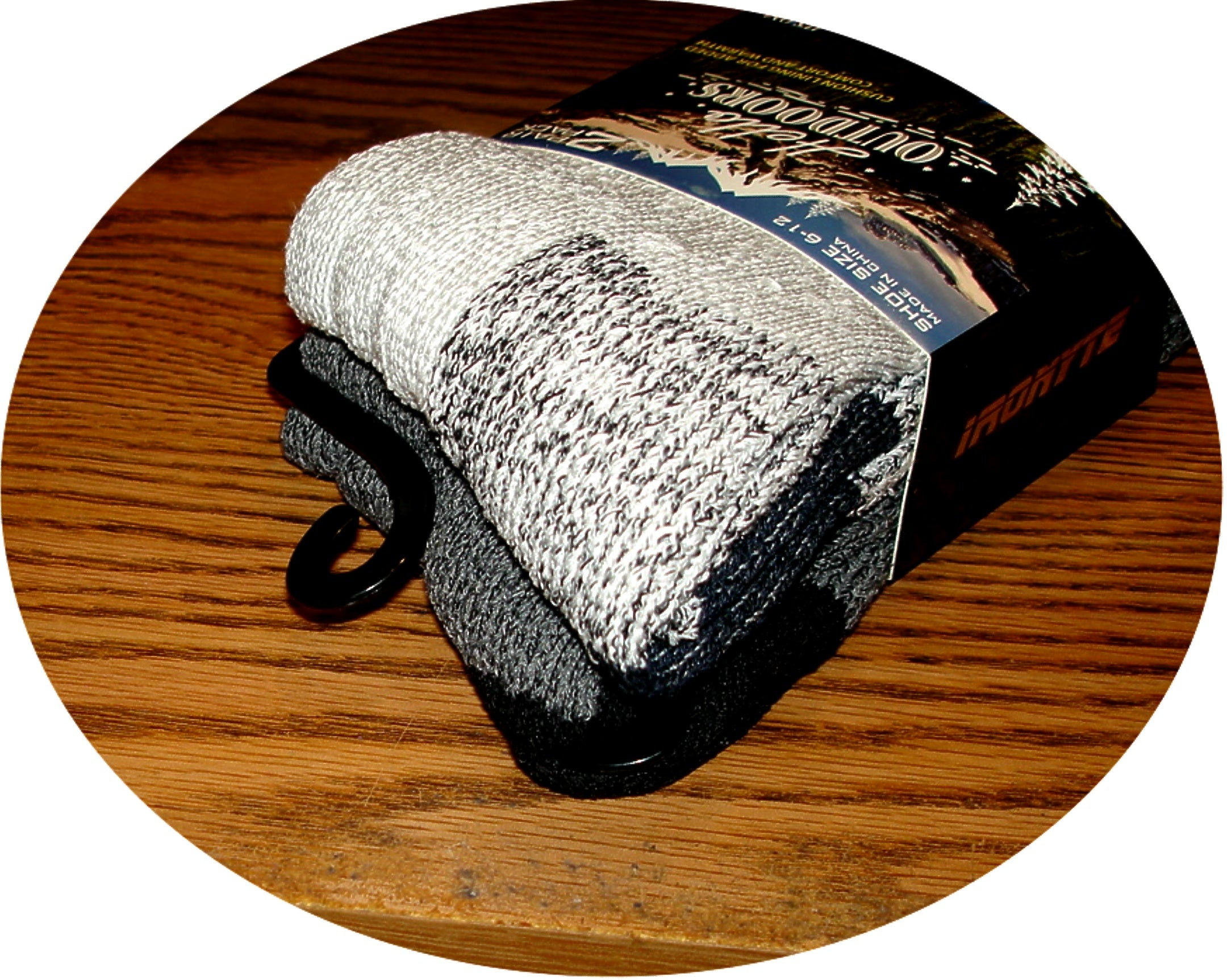 Hello Outdoors - Mens Winter Crew Socks Size 6-12 - 2-Pack Black/Gray/Charcoal