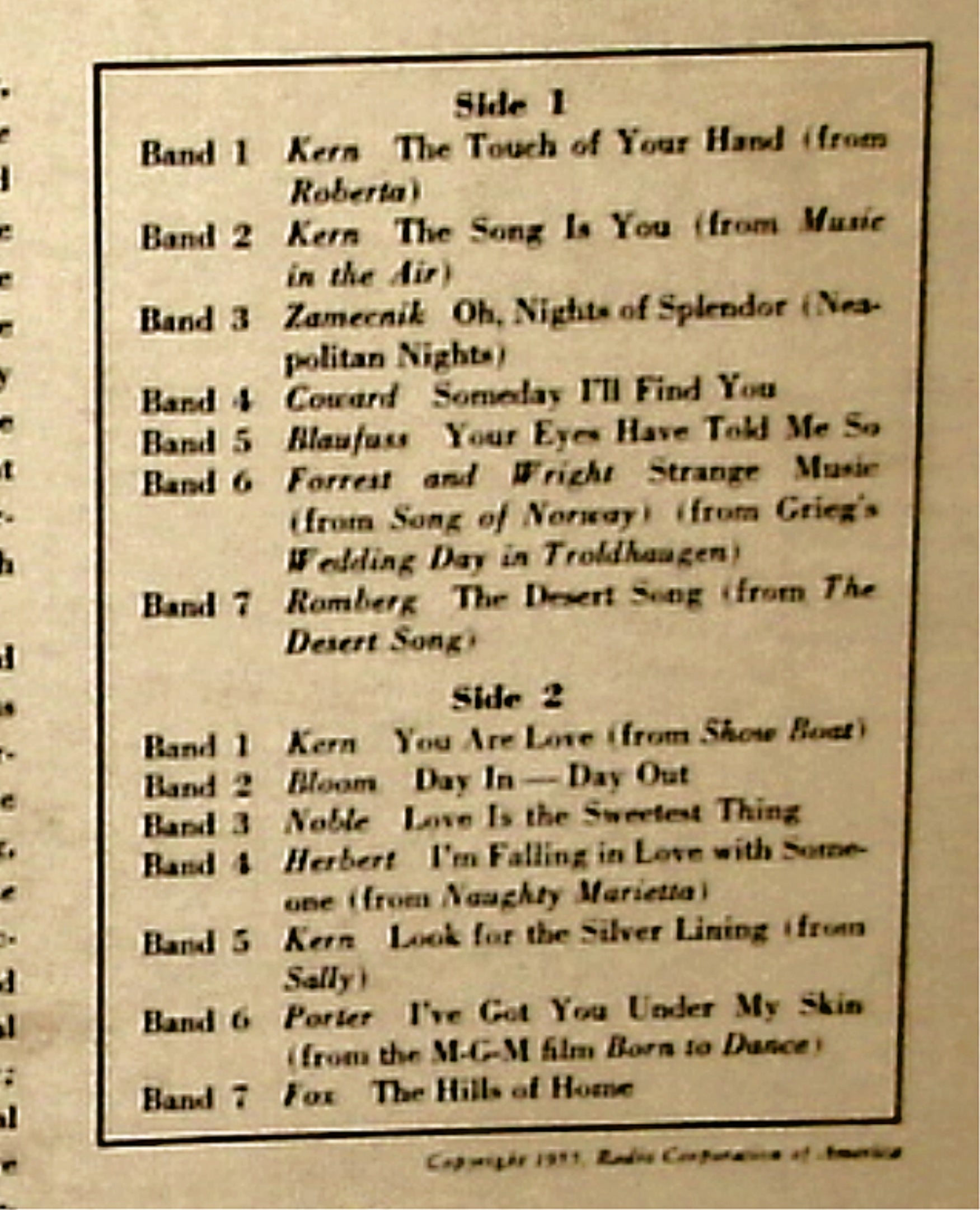 MARIO LANZA - THE TOUCH OF YOUR HAND - 1955 STAGE & SCREEN ALBUM LP