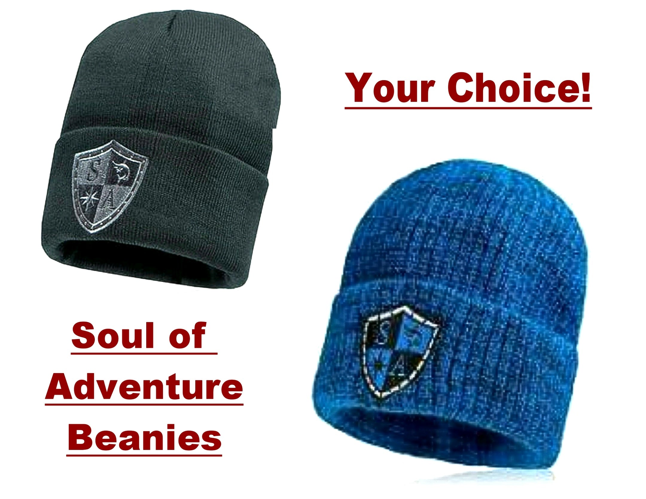 SA BEANIE - CLASSIC BLACK or ROYAL BLUE - NEW W/ TAGS