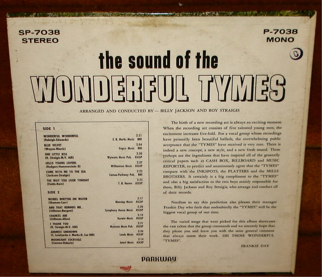 TYMES - THE SOUND OF THE WONDERFUL TYMES - 1963 FUNK/SOUL, R&B, DOO-WOP